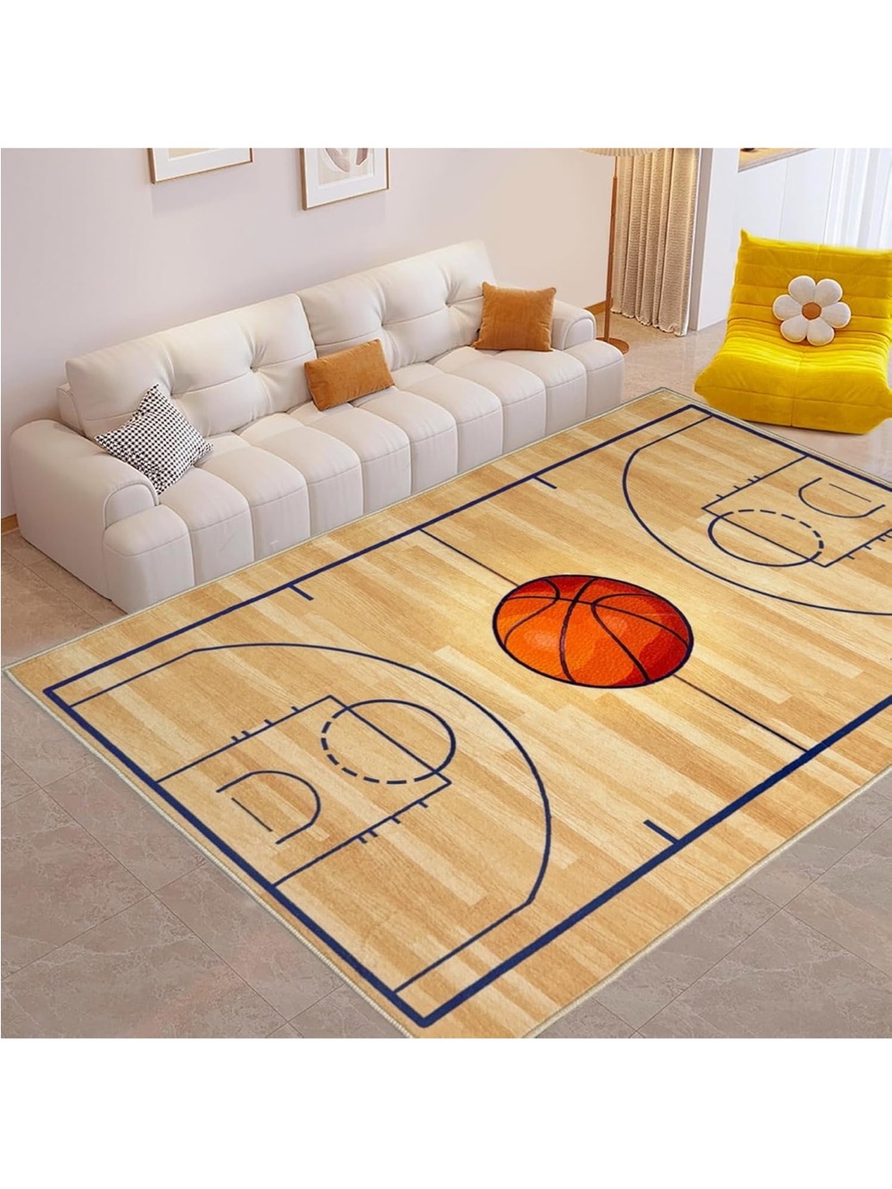 NEW 8x10 Basketball Court Area Rug with Center Court Basketball